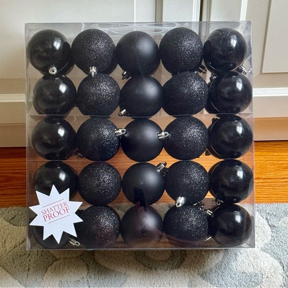 Shatter Proof Black Ornament Set - 50 pc x 60mm - Picture 1 of 8